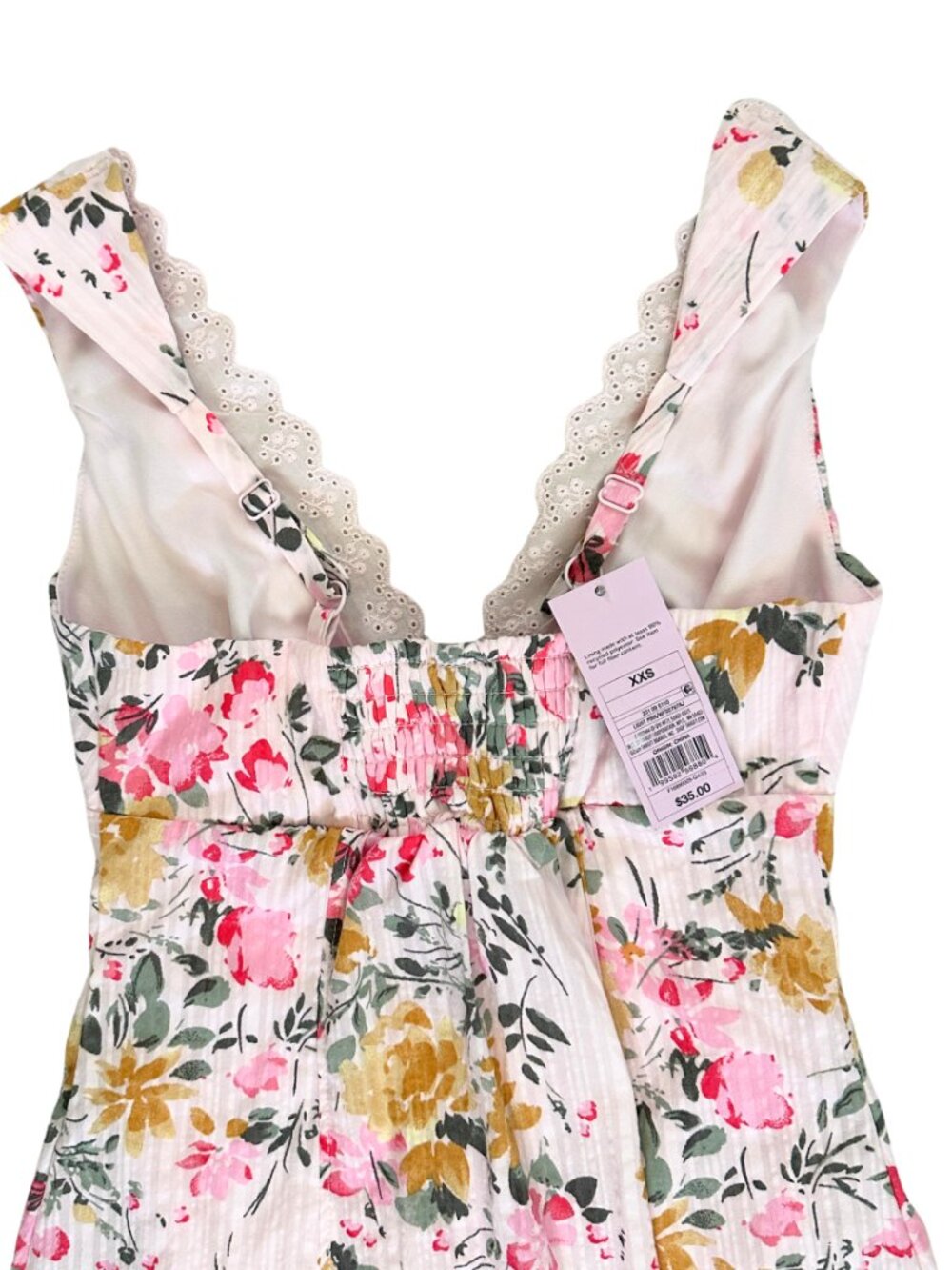 SALE!! Wild Fable, Button-Front Mini Empire Waist Dress, Pink Floral, Size XXS - Picture 8 of 10